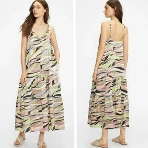 NWT Ted Baker Warrenn Printed Button Through Cami Dress Midi Size 4 Dusky Pink